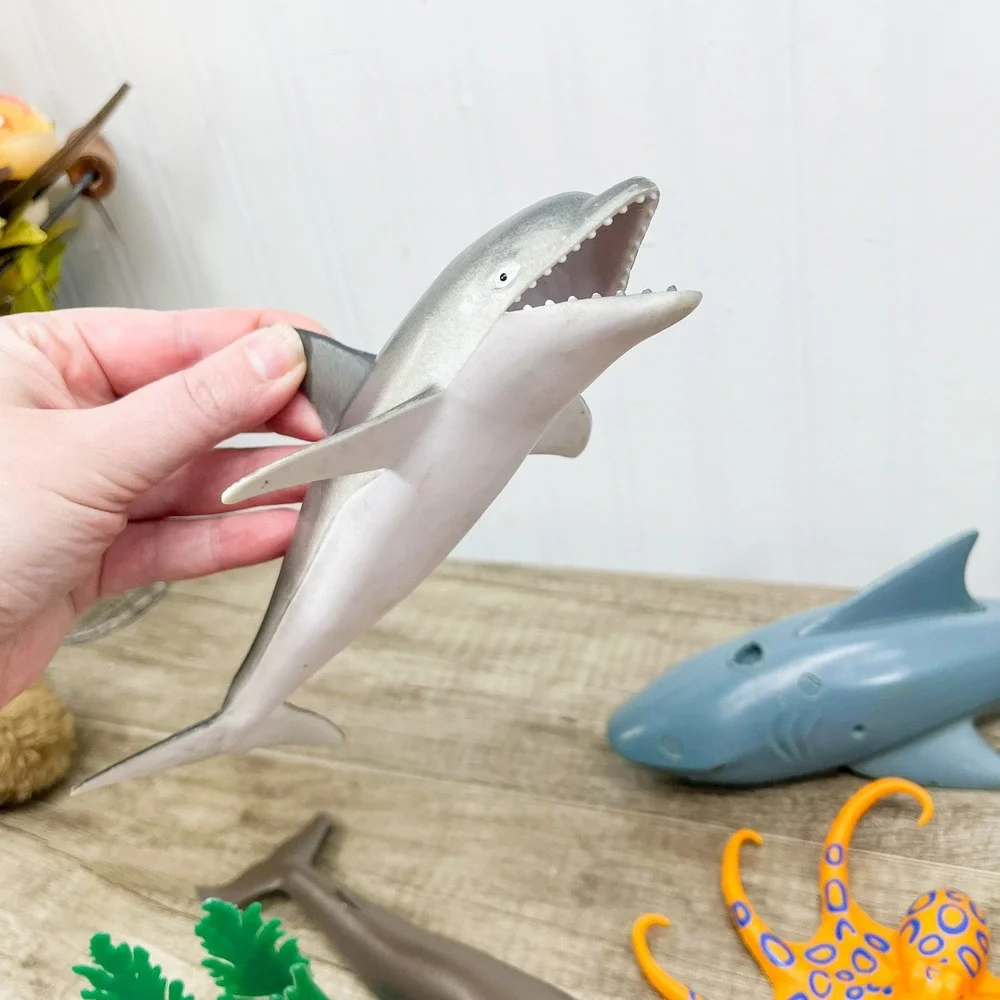 Sea Creature Toy Lot Sharks Whale Octopus Crab Fish Plastic Figures